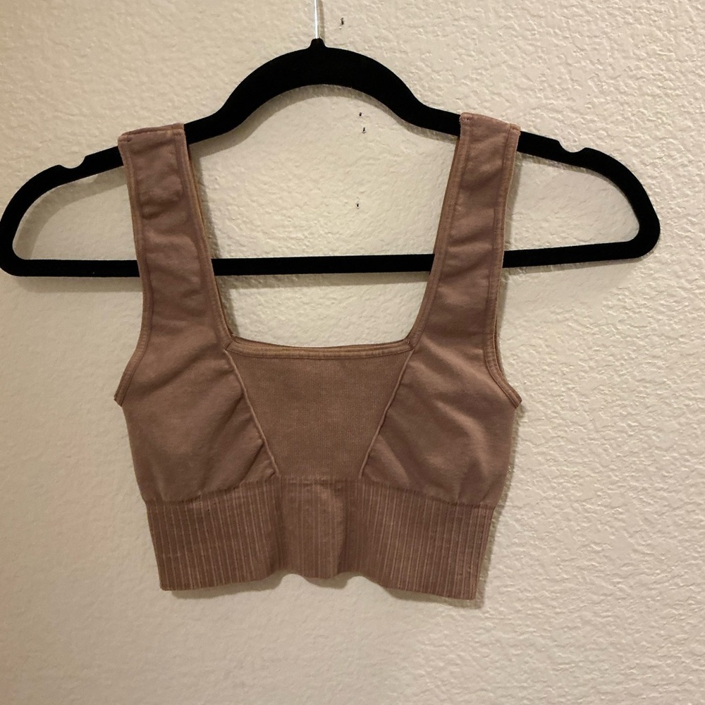 Free People Dusty Mauve Ribbed Seamless Sports Bra - Picture 2 of 4